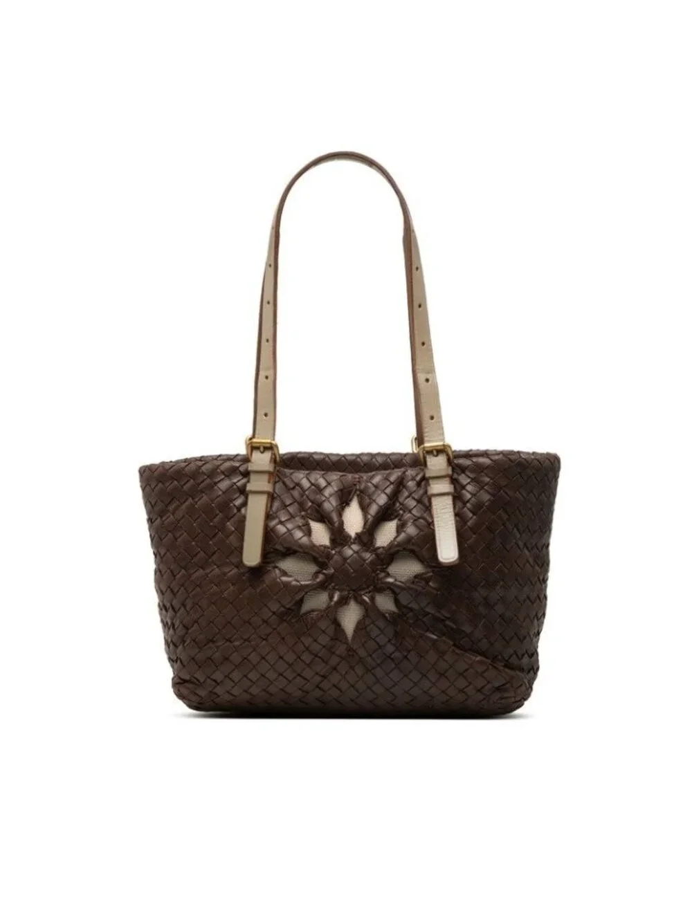 Bottega Veneta Intrecciato Marchese Tote Shoulder Bag Brown Leather